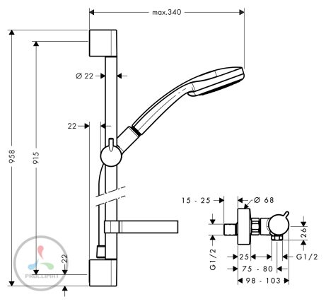 Душевой гарнитур Hansgrohe Croma 100 27033000