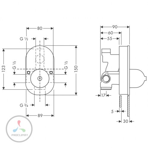 Скрытая часть смесителя для ванны Hansgrohe 31741180