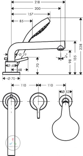 Смеситель на борт ванны Hansgrohe Talis S 72417000