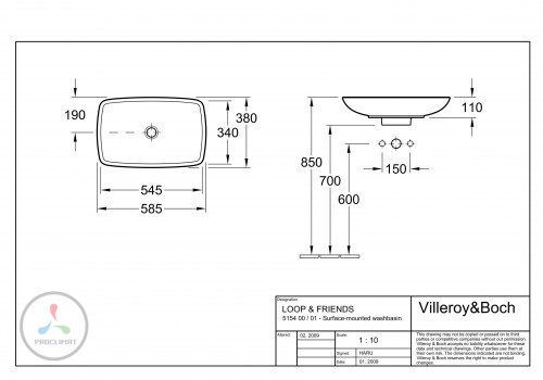 Раковина для установки на столешницу Villeroy & Boch Loop & Friends 51540001