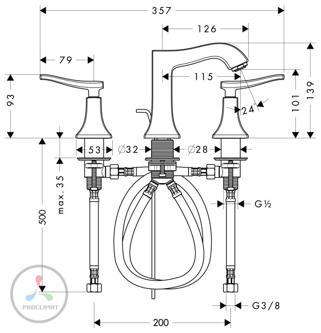 Смеситель для раковины Hansgrohe Metris Classic 31073000