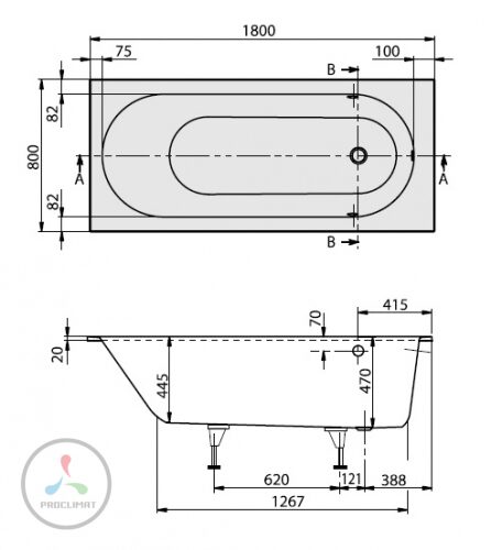 Квариловая ванна Villeroy & Boch Oberon 180x80 UBQ180OBE2V-96