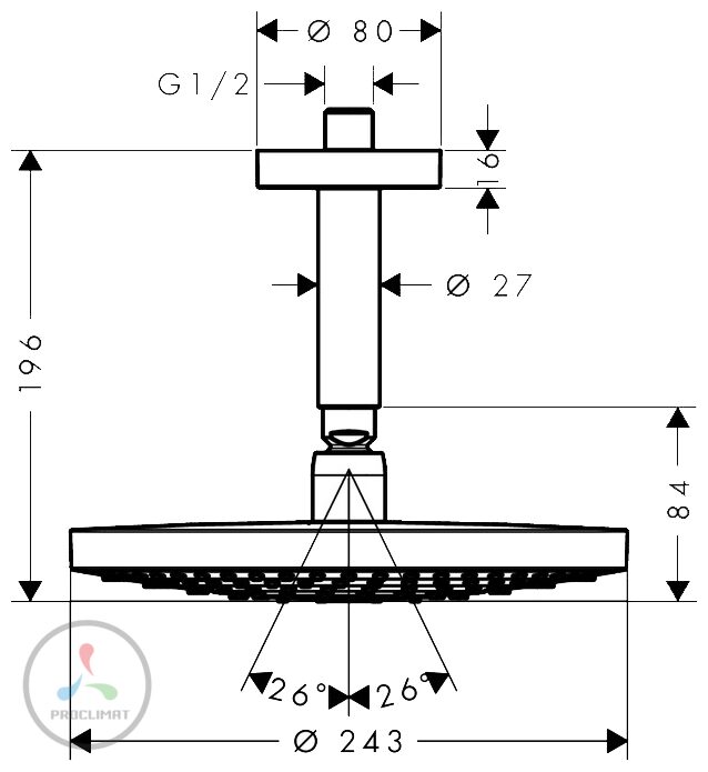 Верхний душ Hansgrohe Raindance Select 26469000